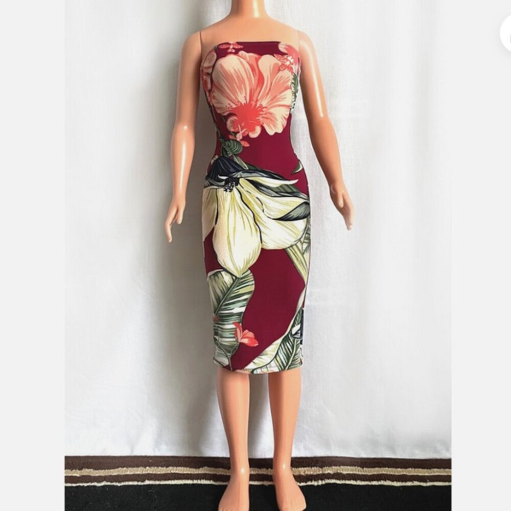 Multicolor floral print dress, bodycon, elegant, for My Size Barbie Doll 36"